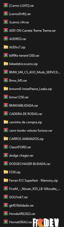 MEGA PACK DE CARROS PARA FIVEM - 9 GB DE CARROS