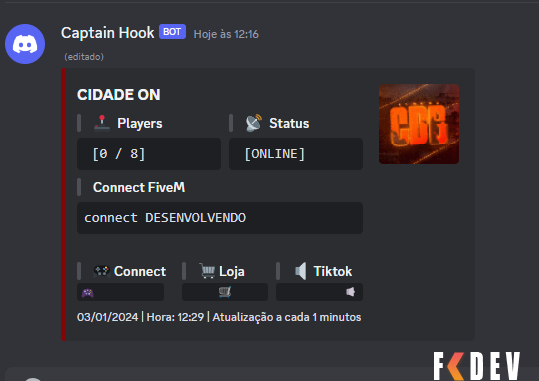 SCRIPT FIVEM | MOSTRANDO QUANTOS PLAYERS ONLINES PARECIDO COM BOT DISCORD.