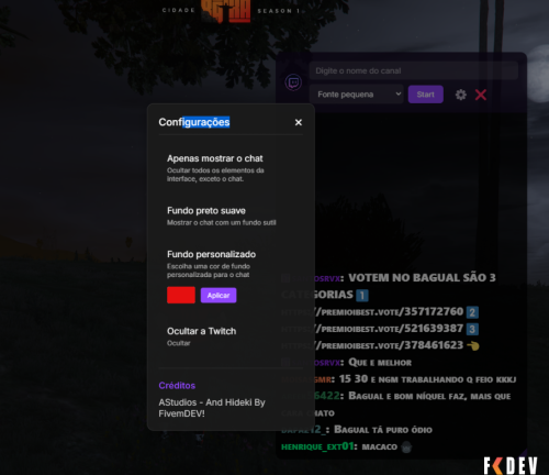 Mais informações sobre "SISTEMA DA TWITCH CHAT INGAME (COM VÍDEO)"