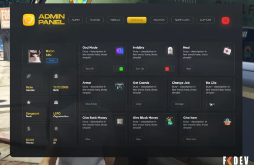 Mais informações sobre "IZZY ADMIN PANEL PARA GTA RP FIVEM"