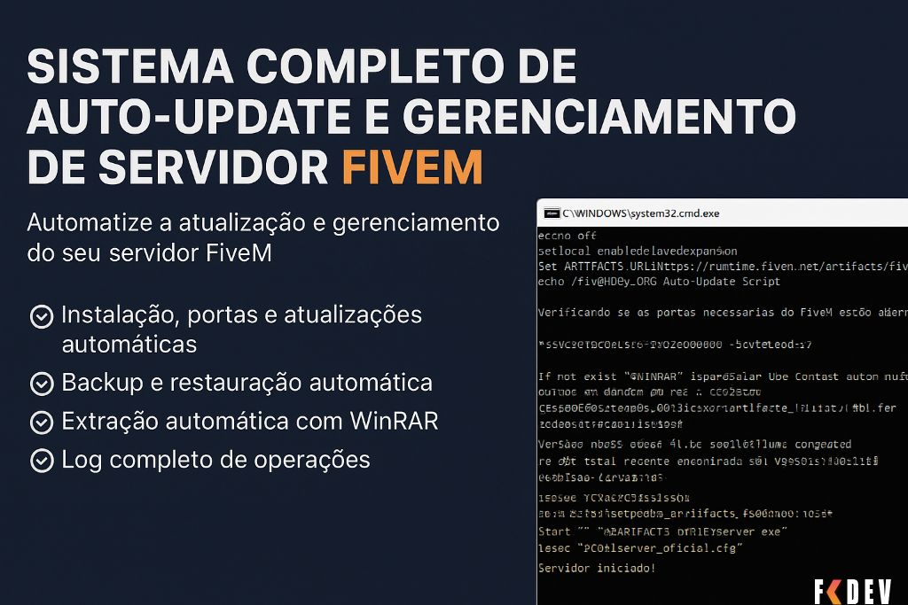 Sistema Completo de Auto-Update e Gerenciamento de Servidor FiveM – Instalação, Portas e Atualizações Automáticas - BY HIDEKI