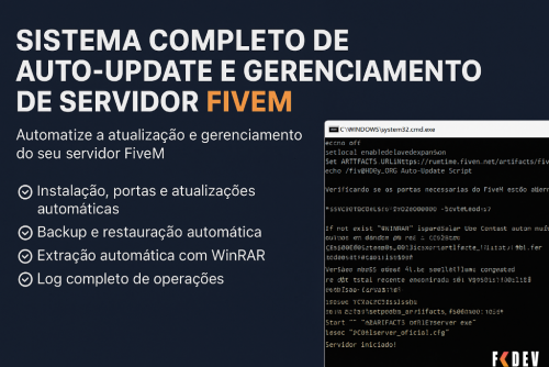 Mais informações sobre "Sistema Completo de Auto-Update e Gerenciamento de Servidor FiveM – Instalação, Portas e Atualizações Automáticas - BY HIDEKI"