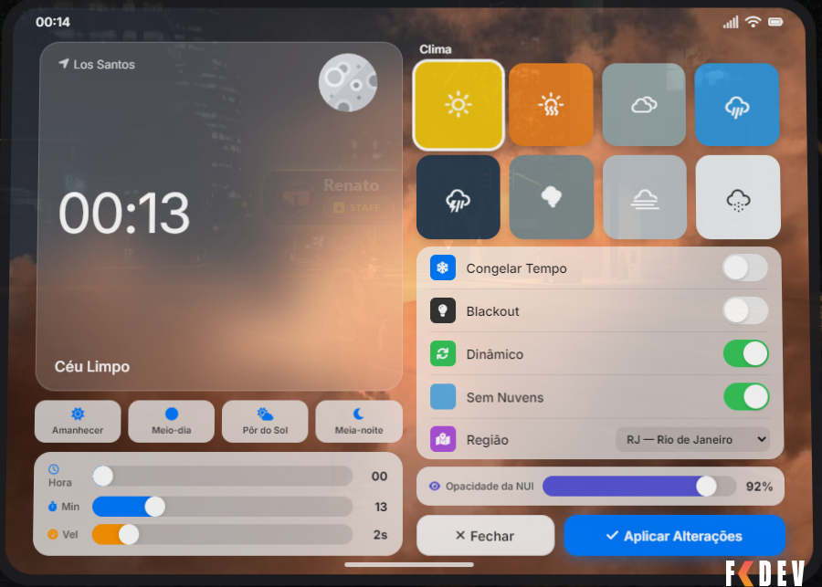 TEMPO / CLIMA PARA CIDADES DE ACORDO COM ESTADO DO BRASIL - FIVEM - O MELHOR DE TODOS 100% OPENSOURCE (VRP/ESX/QBCORE)