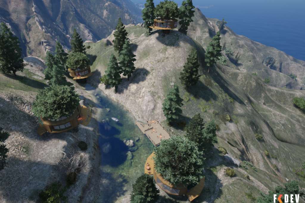 VILA DE CASAS DA ÁRVORE NA MONTANHA