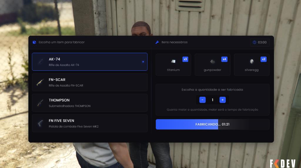 CRAFT CRIAÇÃO DE ARMAS